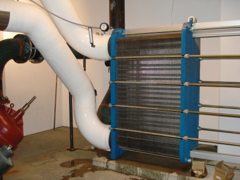 Figure 5. Traditional heat exchanger typical of a water-side economizer system.