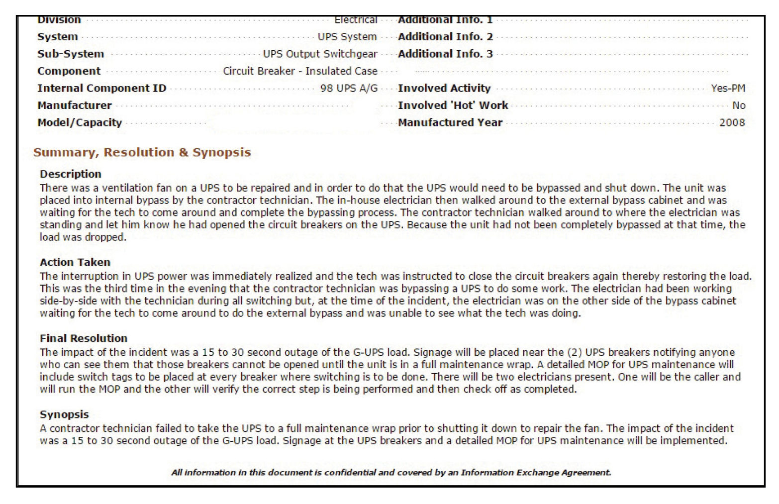 Figure 5. The detail page of the abnormal incident report selected for analysis. This is where the “story” of our incident is told.